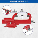 Yost Vises ADI-8 Heavy Duty Vise | 130,000 PSI Tensile Strength Austempered Ductile Iron Bench Vise | 8 Inch Jaw Width with a 360 Degrees Yost Vises
