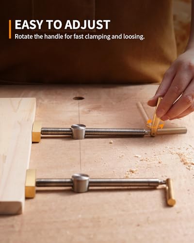 DAYDOOR Bench Dog Clamp, 3/4'' Dog Hole Clamp for Woodworking, Upgraded Adjustable Workbench Stop with Brass Handle (19mm, 2 Pack) DAYDOOR