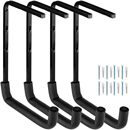 Locawaya Heavy Duty Garage Storage Hooks, Overhead Garage Storage Rack, 4 Pack Wall Mounted Ladder Hook, Utility Ceiling Hangers & Organizer for Locawaya