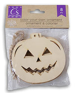 Spooky Town Wood Cutout Color-Your-Own-Ornament Halloween Craft - 3.5 Inches Tall - 8 Pieces with Twine Hangers (Jack O Lantern) Spooky Town