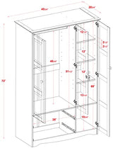 Palace Imports 100% Solid Wood Grand Wardrobe/Armoire/Closet w/Shelves & Drawers, Mocha, 45.75" w x 72" h x 20.75" d. Renewable Eco-Friendly Wood, Palace Imports