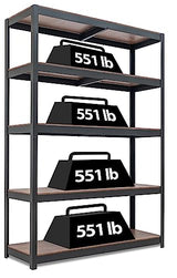 HOMEDANT House Z-Beam 48" Wide Heavy Duty Garage Storage Shelving Adjustable 5-Tier Metal Shelves Laminated Wood Organization Shelf Industrial HOMEDANT