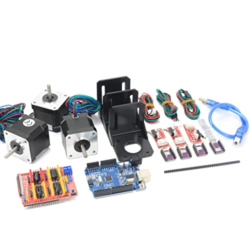 RATTMMOTOR 3D Printer CNC Controller Kit Compatible with Arduino IDE, Nema17 Stepper Motor+UNO R3 Improvement Borad+CNC GRBL Shield Board V3 RATTMMOTOR
