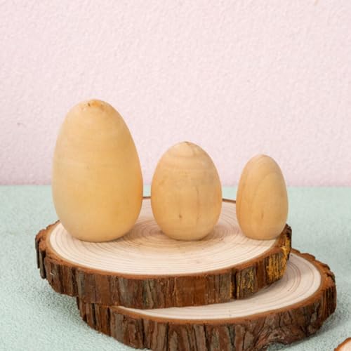 Holibanna Unfinished Wooden Easter Eggs 4pcs Standable Flat Bottom Fake Eggs Unpainted Easter Egg Ornaments for Crafts DIY Paint Game - WoodArtSupply