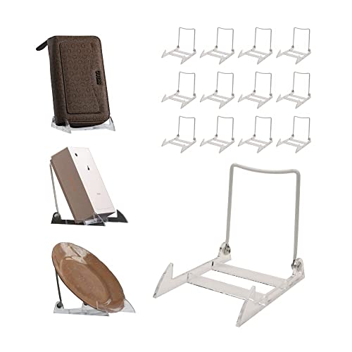 KINGDOM SOLUTIONS KS- 12 Pack Sturdy & Versatile Adjustable Plate Stand 4" x 4.75" - Made in USA Acrylic Easels to Display Plates, Frames, Photos, KINGDOM SOLUTIONS