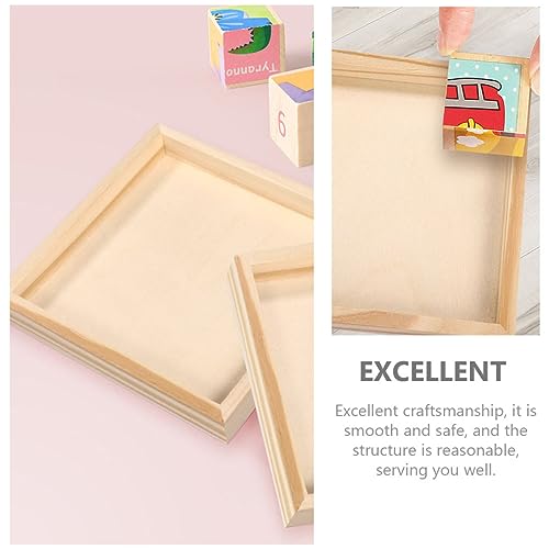 MAGICLULU 4pcs Puzzle Toys Wooden Trays for Home Wooden Toy Tray Sundries Holder Unfinished Wood Tray Toy Holder Wood Serving Tray Unfinished Wooden MAGICLULU