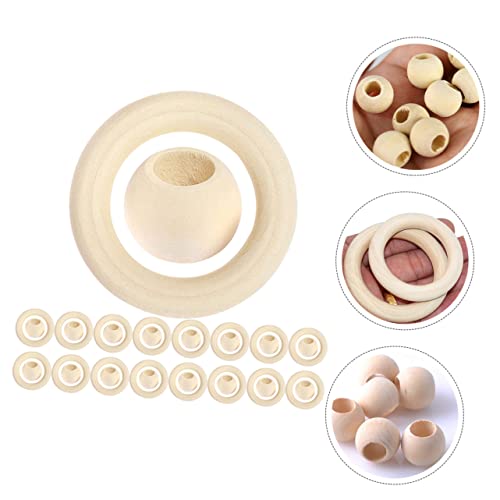 SEWOART 1 Set Beaded Wood Ring Set Unfinished Wood Tapestry Wood Circles Wooden Beads Nativity Craft Wooden Rings for Crafts Natural Beading Kits SEWOART