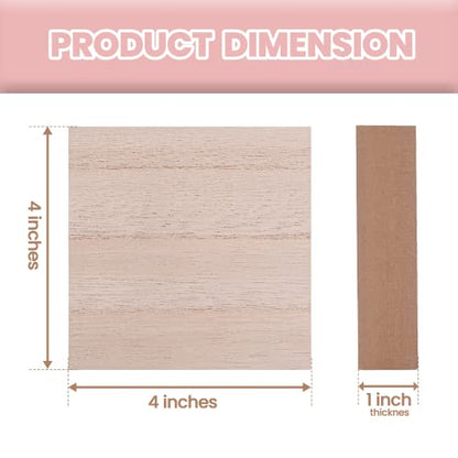(8-Pack) - 4” x 4” Wooden Blocks for Crafts - 1-Inch Thick Square MDF Blocks - Smooth Surface with Wood Grain Pattern - Highly Customizable Blank