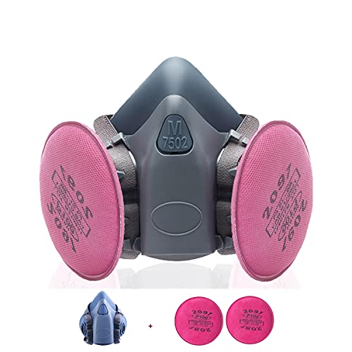 RANKSING Reusable Respirator 7502 with 2 Packs 2097, Half Facepiece Gas Mask for Dust/Organic Vapors/Smells/Fumes/Sawdust/Asbestos for RANKSING