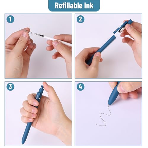 Mr. Pen- Retractable Gel Pens, 12 Pack, Morandi and Vintage Barrels, Black Gel Pens, Fast Dry, Gel Pens Fine Point 0.5mm, Retractable Pens, Cute Mr. Pen