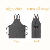MISIWANLO Work Apron with Cross Back Heavy Duty Adjustable Straps and Large Pockets Chef Aprons,Men Women,M-XXL (Grey) MISIWANLO