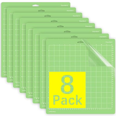 Gwybkq Cutting Mat for Cricut Explore One/Air/Air 2/Maker 8 Pack 12x12 Inch Standard Green Grip Adhesive Sticky Non-Slip Durable Mat Cut Mats