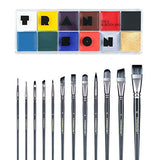 Transon Artist Paint Brush Set of 12 and 12-Color Face Body Paint Palette TRANSON