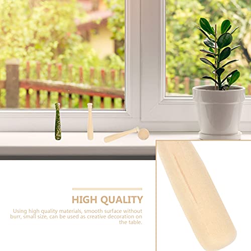 HEALLILY 60pcs Unfinished Mini Wooden Baseball Bats and Balls Natural Wood Baseball Bat Unpainted Baseball Bat Beads for Keychain Action Figures DIY HEALLILY