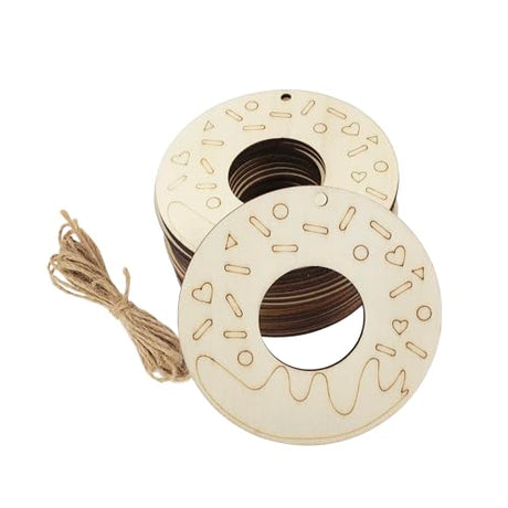30 Pack 4 Inch Wood Donuts Cutouts Unfinished Wooden Snack Donuts Hanging Ornaments DIY Snack Donuts Craft Gift Tags for Home Party Decoration Craft Xonzmmk