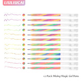 LIULIUCAI 12 Pack Mixing of 3 Colors Rainbow Gel Pens Color Changing Ballpoint Pen Glitter Pen Set for Adults Coloring Books Drawing Doodling LIULIUCAI