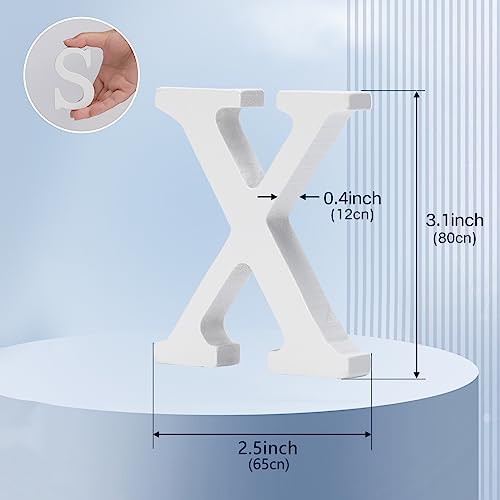 3 Inch White Wood Letters, Unfinished Wood Letters for Wall Decor, Wood Letters for Crafts, Decorative Standing Letters Slices Sign Board Decoration Wolwefa