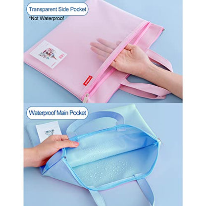 Pendancy Mesh Zipper Pouch 11x13.7 in, Large Double Pocket Waterproof File Bag with Handle, A4 Size Foldable Document Storage for Puzzle - WoodArtSupply