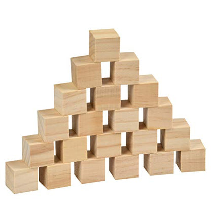 BUYGOO 120Pcs Wood Square Blocks, 1inch Blank Wooden Cubes Natural Solid Cube Wood Blocks for Crafts and DIY Décor, and DIY Projects