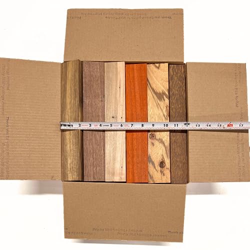 Exotic Wood Zone's Assorted Wood Cut-Offs Scrap Box of Mixed Exotic and Domestic Species | Wooden Scrap Craft Carving Scrolls Short Lumber Boards | Exotic Wood Zone