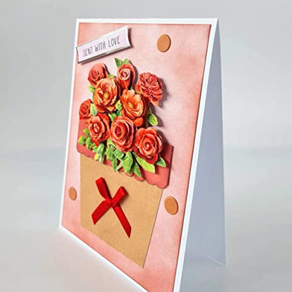 Katy Sue Flower Patch Pots Card Making Kit - Contains 8 Cards, 8 Envelopes, 3 Sheets of Floral Die Cut Decoupage & 2 Sheets of Foiled & Die Cut - WoodArtSupply