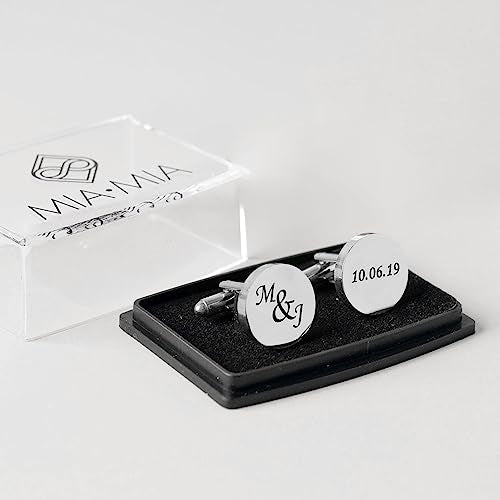 Custom engraved cufflinks for weddings, personalized gift for groom, father of the bride & groom dad, best men, customized gold & silver cufflinks - WoodArtSupply