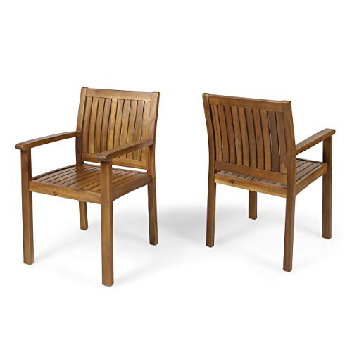 Christopher Knight Home Teague Outdoor Acacia Wood Dining Chairs (Set of 2), Teak Finish Christopher Knight Home