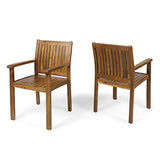 Christopher Knight Home Teague Outdoor Acacia Wood Dining Chairs (Set of 2), Teak Finish Christopher Knight Home