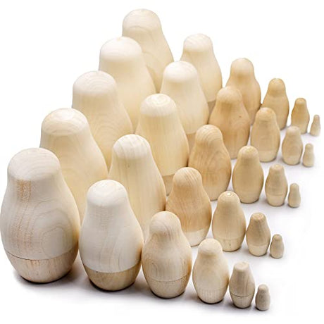 AEVVV Blank Russian Nesting Dolls Lot of 5 Sets by 6 pcs - Unpainted Russian Nesting Dolls - Unfinished Wood to Paint - Russian Nesting Dolls to AEVVV