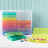Bright Creations 16 Transparent 4x6 Photo Storage Boxes and Organizer with Handle for Pictures, Art Supplies (Rainbow Colors) Bright Creations