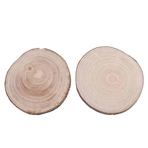 PartyKindom 2Pcs Wood Chips Wine Coaster Hand Decor Wooden Rustic Coasters Cups Place Mat Table Coasters for Drinks Round Wood Slices Tree Slab Tree