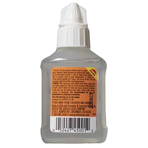 Gorilla Clear Glue, 1.75 ounce Bottle, Clear (Pack of 1) - WoodArtSupply