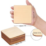 120 Pieces Unfinished Wooden Squares, 4 x 4 Inch Natural Square Wood Cutout Tiles for DIY Crafts, Painting, Carving and Home Decor, Coasters, GNIEMCKIN