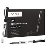 GC QUILL Rollerball Pens, Pack of 24, 0.5mm Black Liquid Ink Pens for Bullet Journaling, Fine Point Rollerball, Office Supplies for Writing, Taking GC QUILL