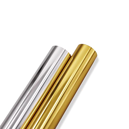 KASYU Foil Transfer Rolls Bundle for Cricut Foil Transfer Kit,9.84ft x 5in Gold&Silver Foil Rolls for Spellbinder/Foil Quill/Heat Foil Pen,2 Assorted - WoodArtSupply