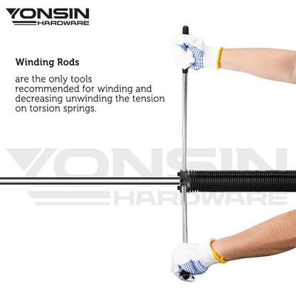 YONSIN 2 Pcs Winding Rods for Torsion Springs, 7/16"(D) x16-11/16"(L), Steel in Zinc, Winding Bars for Replacing or Adjusting Garage Door Torsion - WoodArtSupply