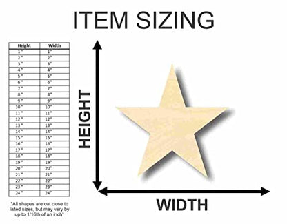 Unfinished Wood Star Shape | DIY Celestial Craft Cutout | Up to 36" 5" / 1/2"