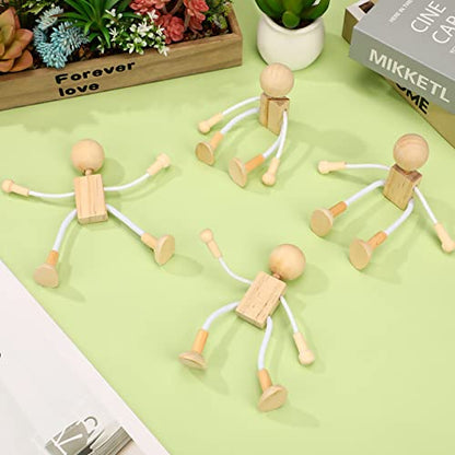 COHEALI 4 Pcs Unfinished Dolls for Crafts Peg Doll Kit Dowel Robots for Painting Peg Dolls DIY Unfinished Dolls Mushroom Loose Parts Wood Crafts Toys