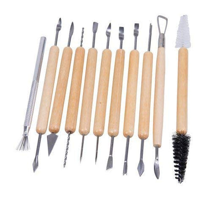 Pottery Tool Kit -11-Piece 21-Tool Beginner's Clay Sculpting Set, Clay, Wood Carving, Ceramic Art Project Accessories for School, Classrooms, - WoodArtSupply