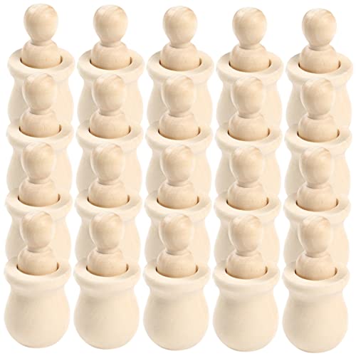 Kisangel 60 pcs Wooden Man Unfinished People Unfinished peg Doll Wooden People Doll Blank Wooden Dolls Wooden Angel Dolls kidcraft playset Unfinished Kisangel