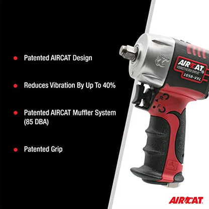 AIRCAT Pneumatic Tools 1058-VXL 1/2-Inch Vibrotherm Drive Composite Compact Impact Wrench 750 ft-lbs