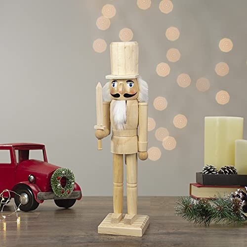 Northlight 15" Unfinished Paintable Wooden Christmas Nutcracker with Sword