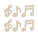 6pcs Music Notes Wood Cutouts Music DIY Craft Embellishments Gift Musical Notes Unfinished Wood Ornaments for Wedding Music Themed Birthday Party JANOU