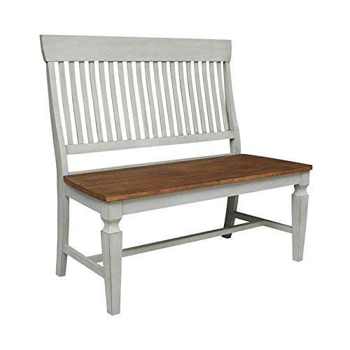 IC International Concepts Vista Slatback Bench, 42.1 in W x 22.6 in L x 39.4 in H, Distressed Hickory/Stone IC International Concepts