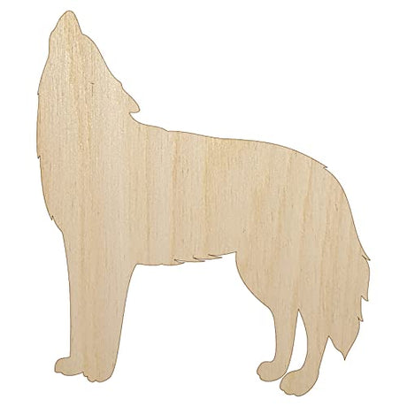 Howling Wolf Solid Unfinished Wood Shape Piece Cutout for DIY Craft Projects - 1/8 Inch Thick - 6.25 Inch Size Sniggle Sloth