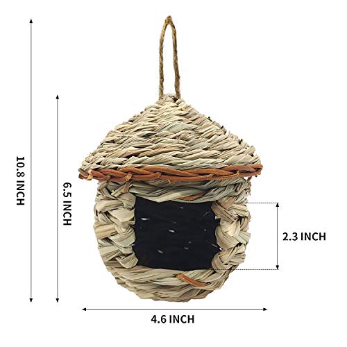 3 Pack Hummingbird House, Hand Woven Bird Nest for Outdoors Hanging, Small Grass Bird Houses for Outside, Natural Fiber Bird Hut Roosting Pocket for Eeaivnm