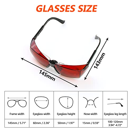 JILERWEAR Wavelength 180nm-540nm Laser Safety Glasses for 405nm, 445nm, 450nm,520nm,532nm Laser Light,Yag, Blue, Green Laser and UV Light Eye - WoodArtSupply