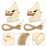 SEWACC 40 Sets Christmas Ice Skates Wooden Pendants Unfinished Wood Chips DIY Wood Slices Graffiti Pendants Hanging Ornaments SEWACC