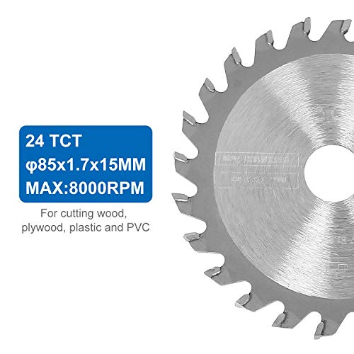 3-3/8 Inch Circular Saw Blade Set Diameter 85mm, 4-Pieces Metal Cutting Circular Saw, TCT/HSS/Diamond Saw Blades for Wood, Plastic, Metal, Tile EATHEATY