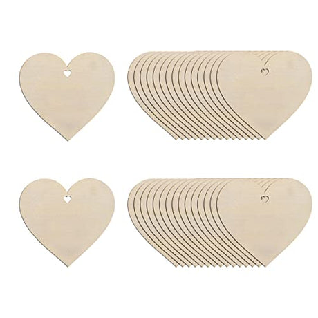 20Pcs 5" Wooden Hearts for Crafts, Wood Predrilled Hearts Cutout Slices, DIY Unfinished Wooden Ornaments Embellishments, Heart Sign TGA for Focal20